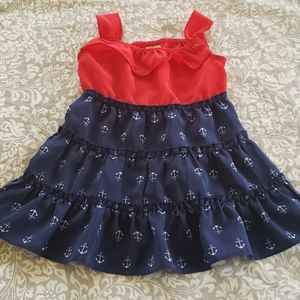 Red, Blue, & White Nautical Anchor Ruffle Dress